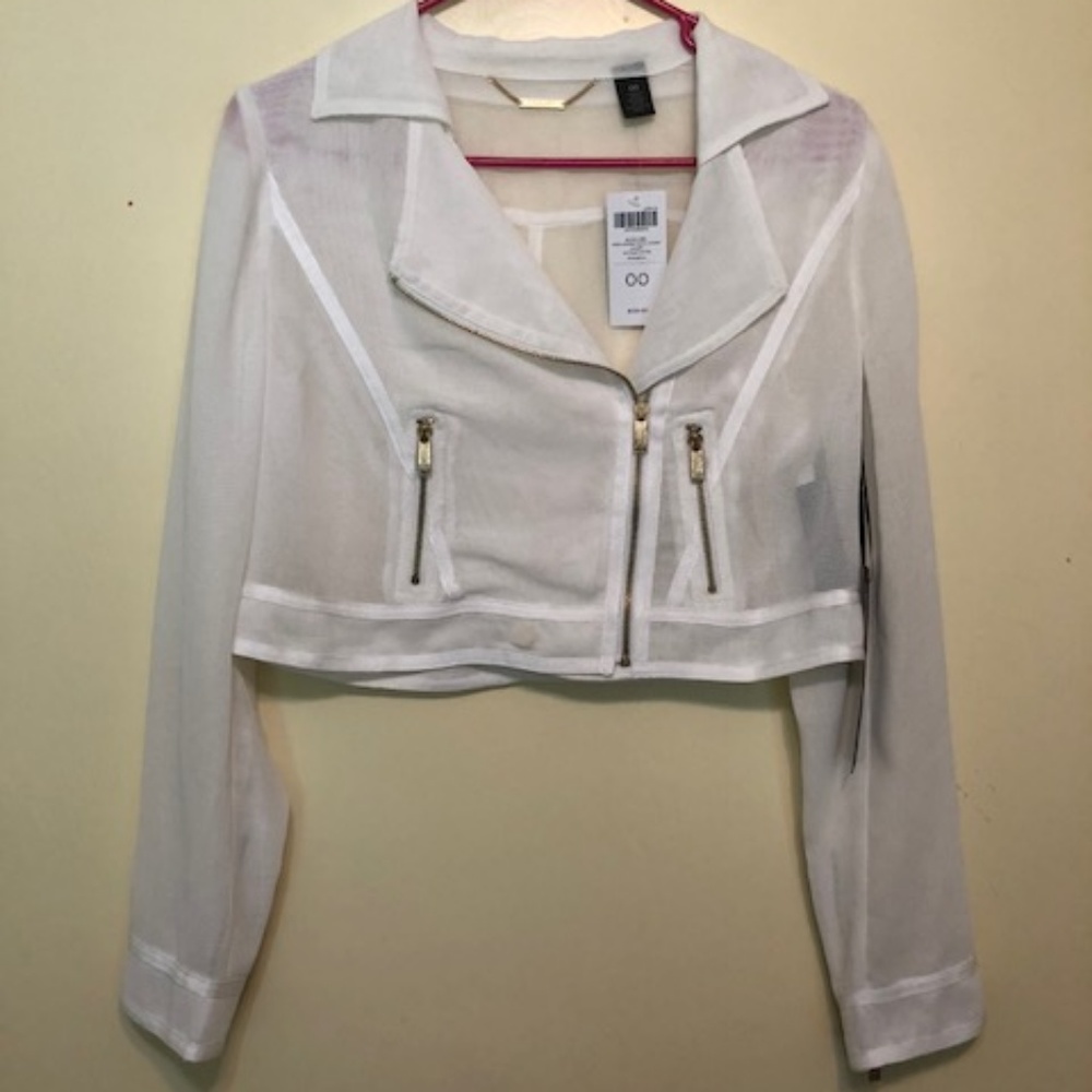 Chico's black label mesh moto jacket size 00, nwt
